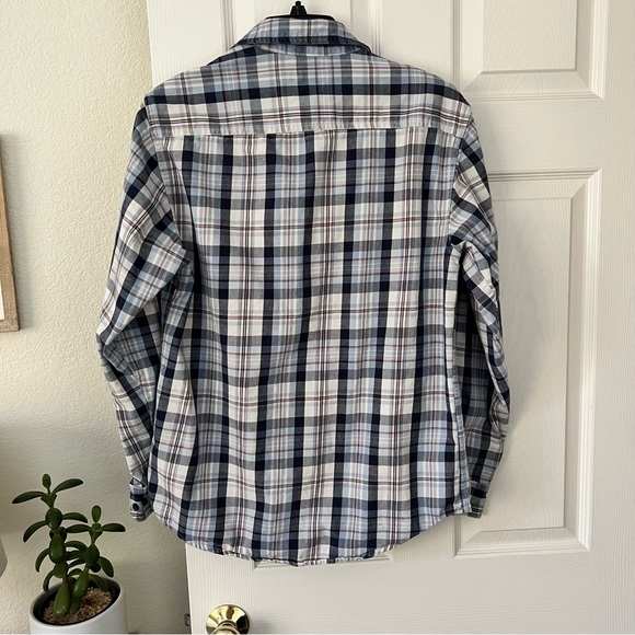 🌼 $5 GH Bass & Co Mens Long Sleeve Blue Plaid Button Down Shirt S/P - Picture 4 of 4